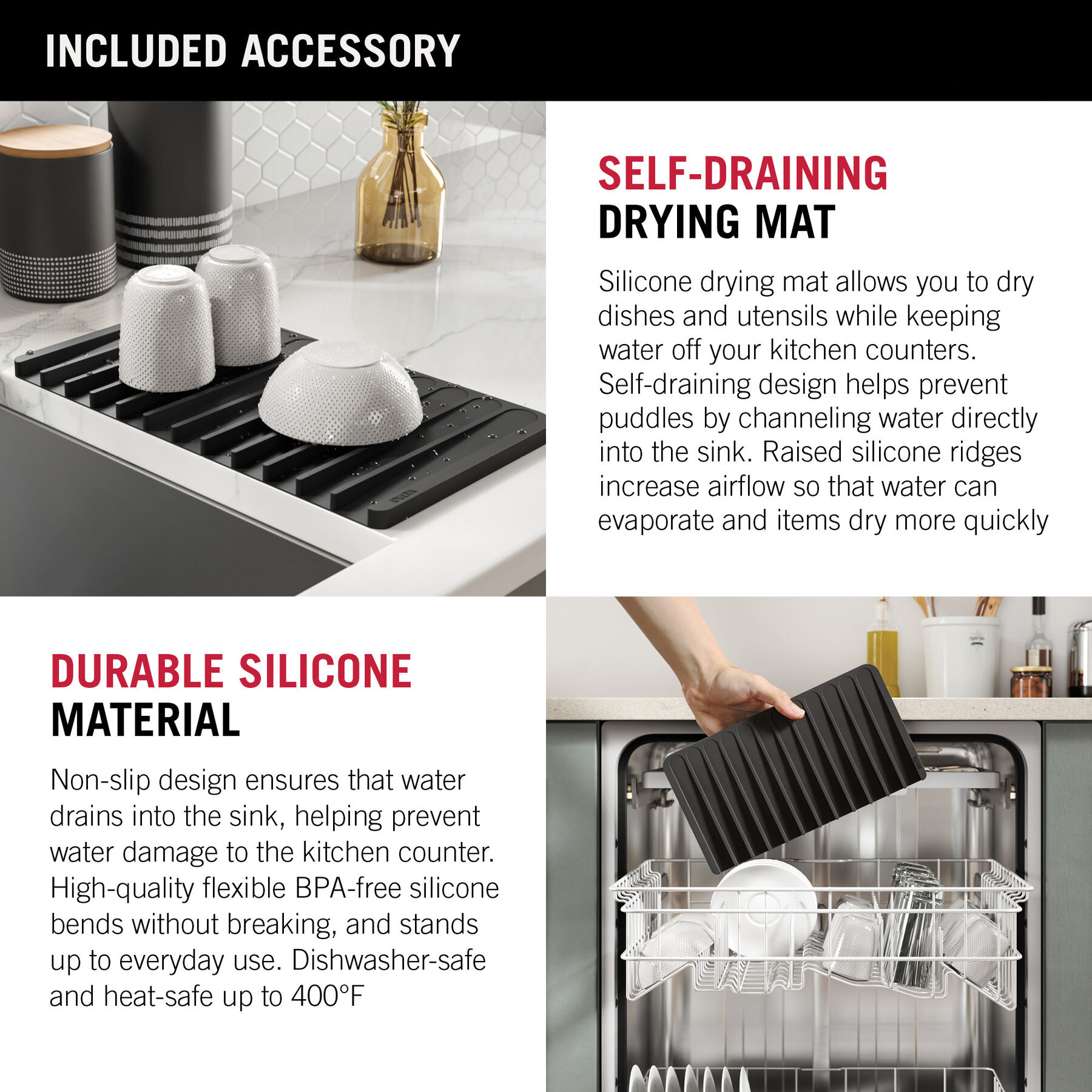 23” Workstation Undermount Single Bowl 16 Gauge Stainless Steel Kitchen Sink with WorkFlow™ Ledge and Accessories, image 2